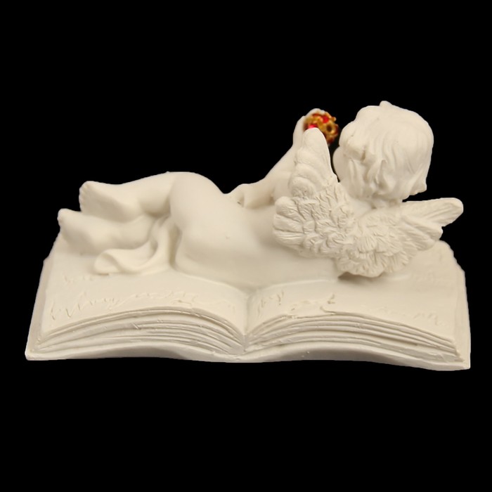 Сувенир полистоун "Ангелочек лежит на книге с красным шариком" стразы МИКС 4,5х8,5х4,4 см