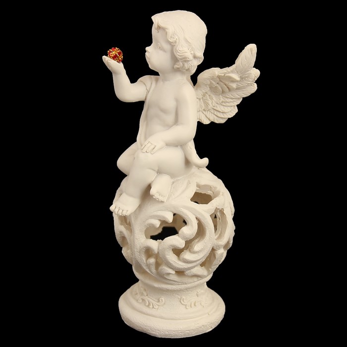 Сувенир полистоун "Ангелочек на ажурном шаре с красным шариком" стразы МИКС 13,5х5,5х5,5см