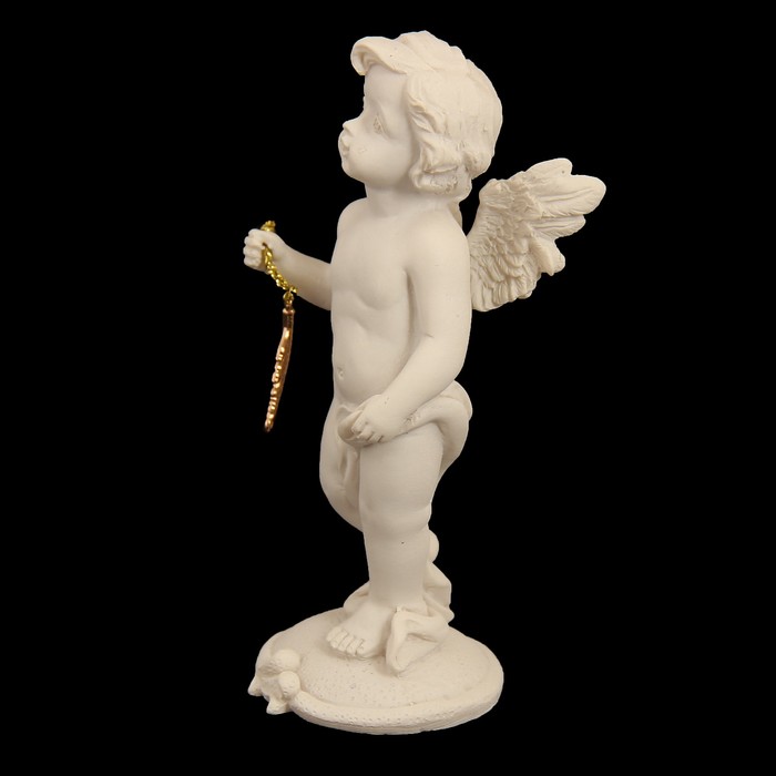 Сувенир полистоун "Ангелочек с золотым листочком" стразы МИКС 10,5х4х4 см