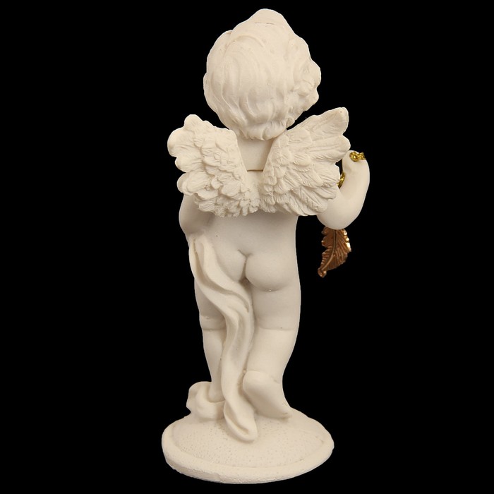 Сувенир полистоун "Ангелочек с золотым листочком" стразы МИКС 10,5х4х4 см