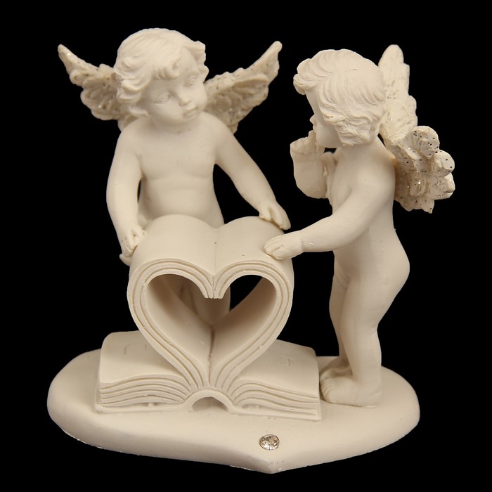 Сувенир полистоун "Ангелочки листают книгу" стразы 9х8,5х6,5 см