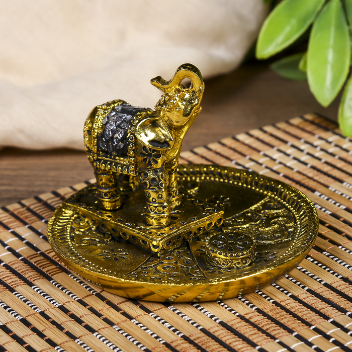 Подставка для благовония полистоун зеркальные вставки "Слон" 7,5х10х10 см