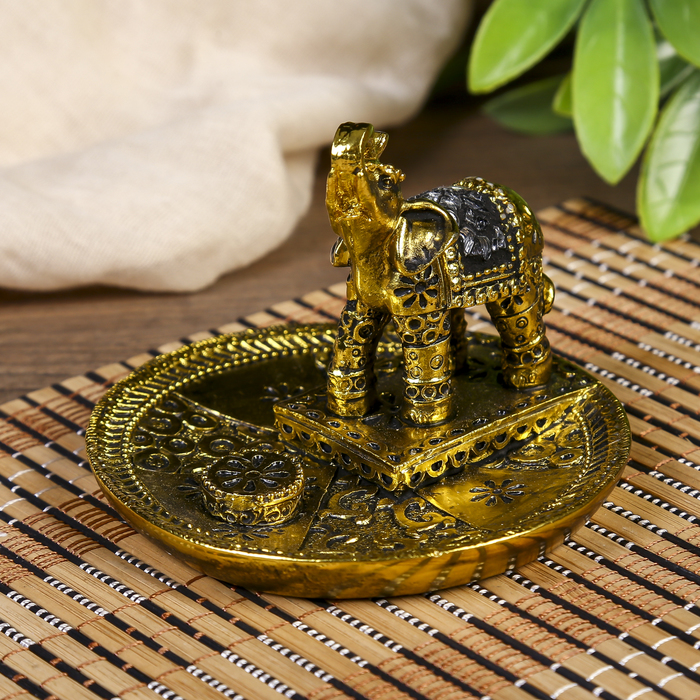 Подставка для благовония полистоун зеркальные вставки "Слон" 7,5х10х10 см