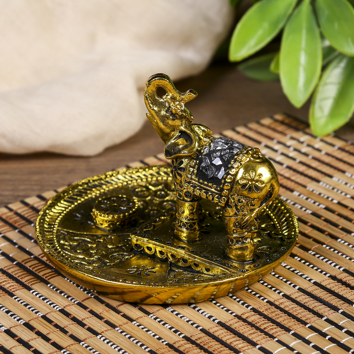 Подставка для благовония полистоун зеркальные вставки "Слон" 7,5х10х10 см