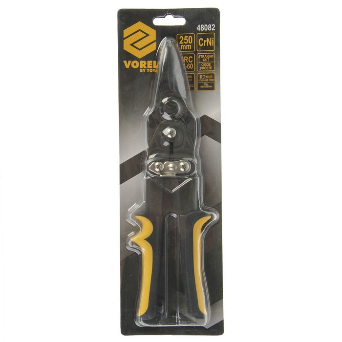 Ножницы по металлу VOREL 250 мм, двухкомпонентная ручка, CrNi, прямые