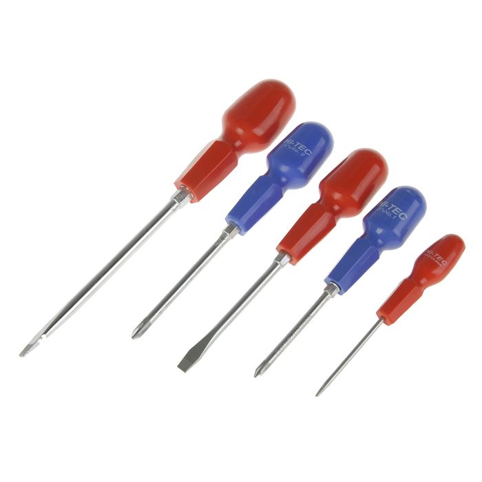 Набор отверток VOREL "Hi-Tech", CrV, SL 3,2-8мм, PH1-2, сатиновое покрытие, магнит, 5 шт.