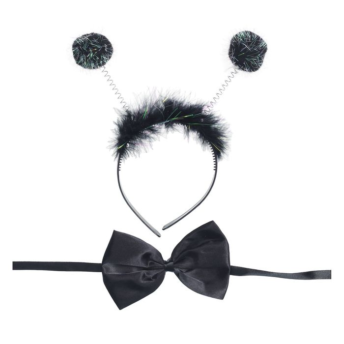 Карнавальный набор "Бомбошки", 2 предмета: ободок, бабочка, цвет чёрный