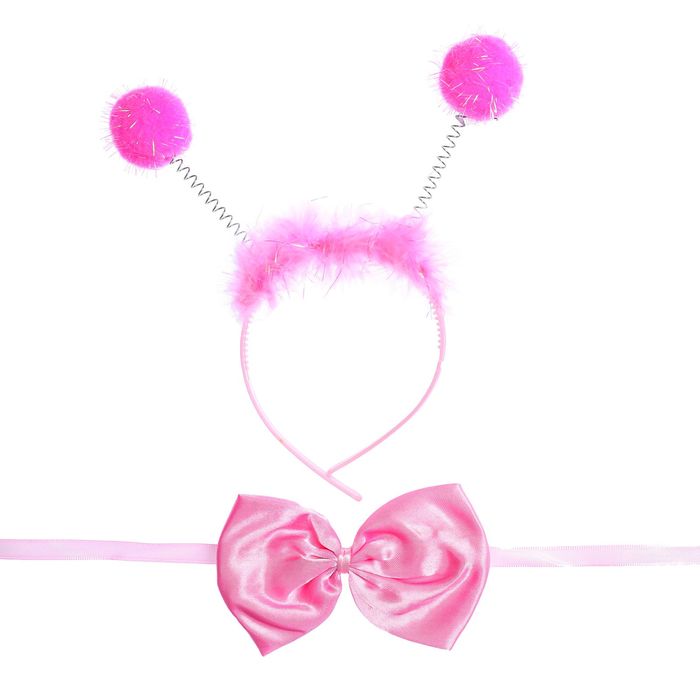 Карнавальный набор "Бомбошки", 2 предмета: ободок, бабочка, цвет розовый