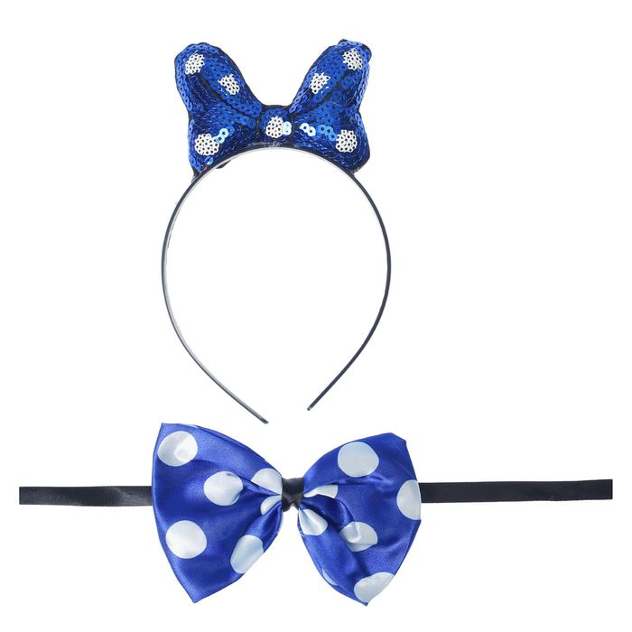 Карнавальный набор "Бантик" 2 предмета: ободок, бабочка, цвет синий