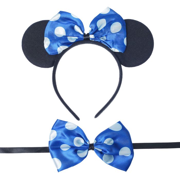 Карнавальный набор "Ушки" 2 предмета: ободок, бабочка, цвет синий