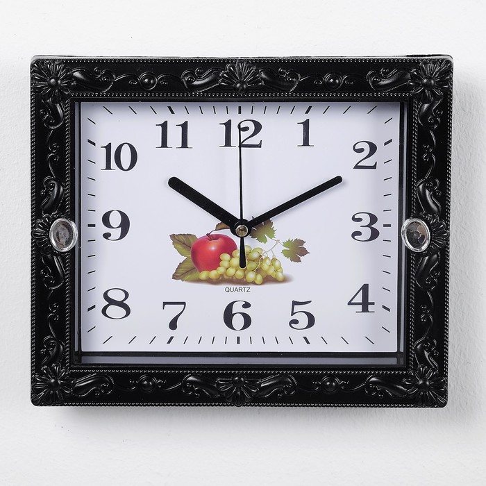 Часы настенные классика сюжетные, чёрная рама, прямоугольные, микс , 21*3*18см