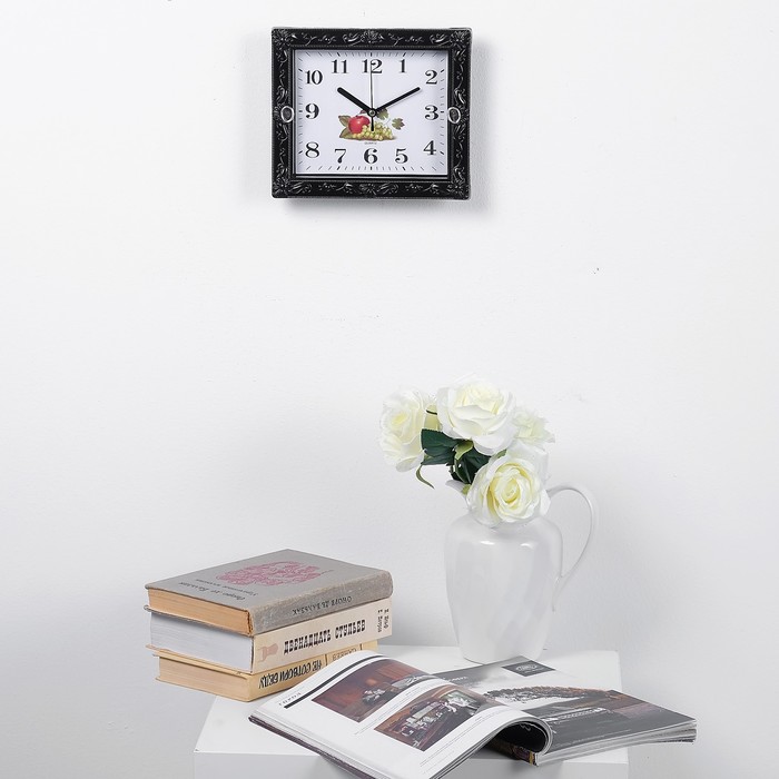 Часы настенные классика сюжетные, чёрная рама, прямоугольные, микс , 21*3*18см