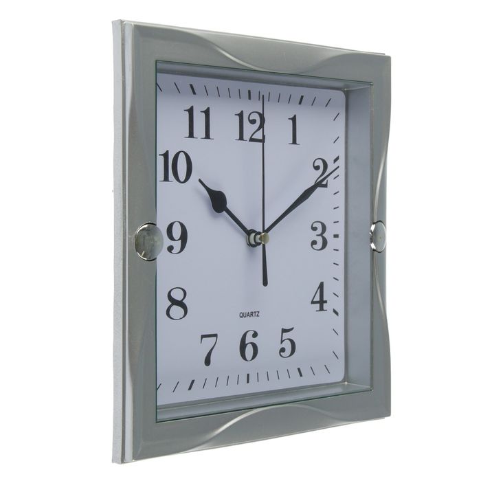 Часы настенные классика, рама серебро, волна, квадратные, 20*3*20см