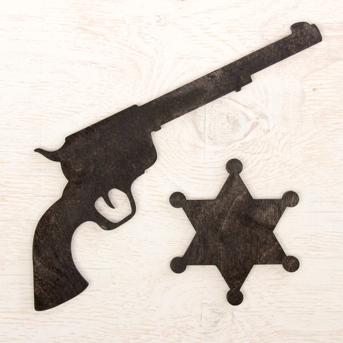 Ковбойский пистолет 21 × 15 см, со значком, чёрный