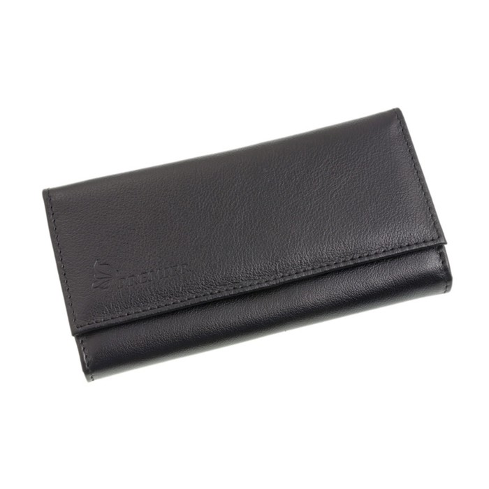 Кошелёк женский на кнопке, 2 отдела для купюр, для кредитных карт, для монет, цвет чёрный