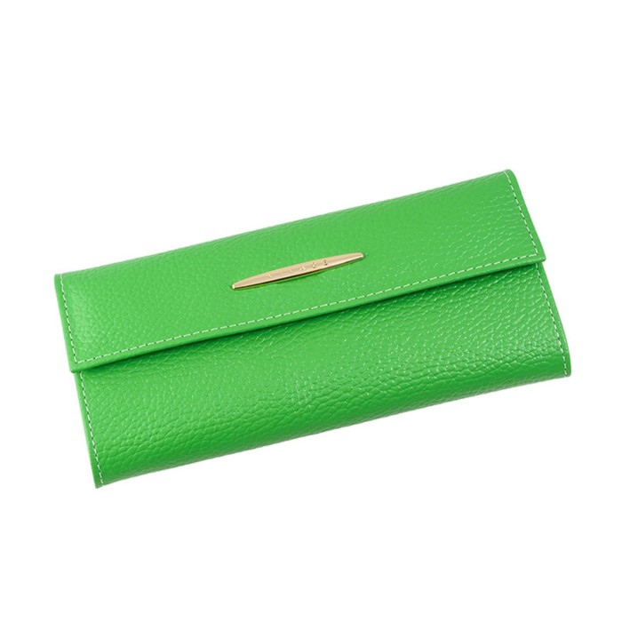 Кошелёк женский на кнопке, 2 отдела для купюр, для монет, для кредитных карт, цвет зелёный