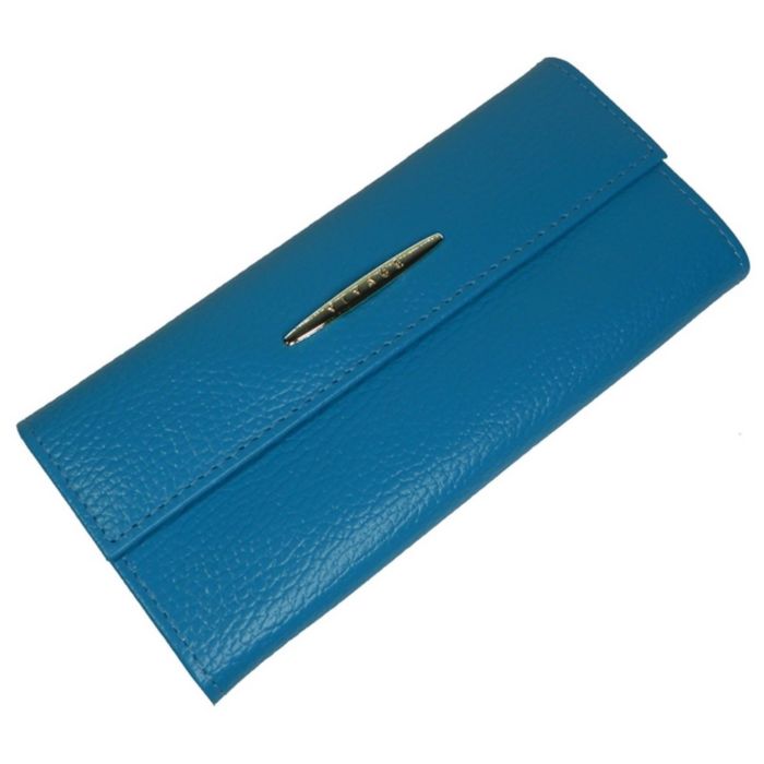 Портмоне, 2 отдела для купюр, для монет, для кредитных карт, цвет голубой