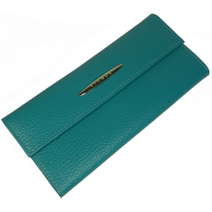 Портмоне женское на кнопке, 2 отдела для купюр,для монет, для кредитных карт, цвет бирюзовый