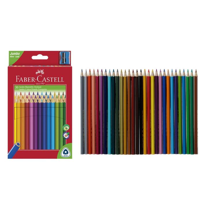 фото Карандаши 30 цветов faber-castell jumbo (толстый) трёхгранный корпус, с точилкой