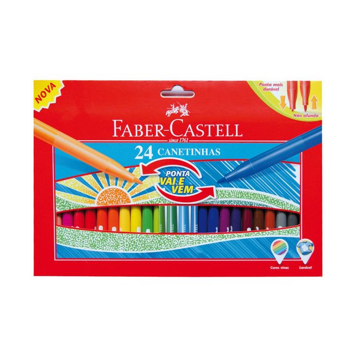 Фломастеры 24цв Faber-Castell с убирающимся наконечником, картонной коробке 150124