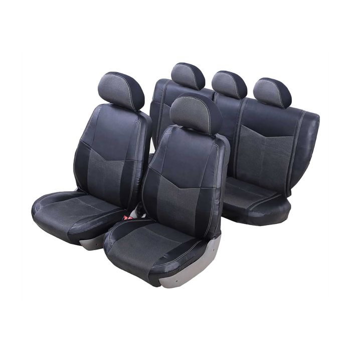 Чехлы модельные Senator Verona экокожа+жаккард Mitsubishi Lancer X 2007, чёрный