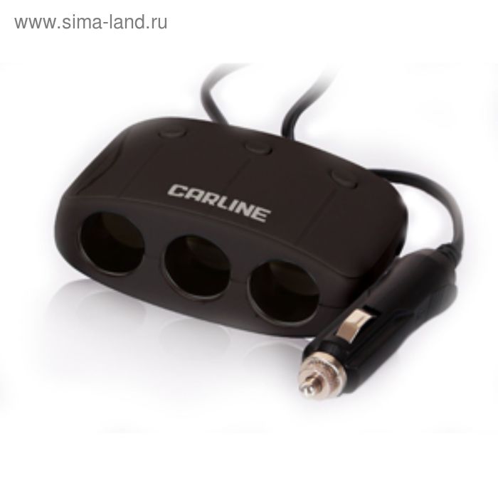 Разветвитель прикуривателя CS 320b на 3 гнезда на 10А и 2 USB на проводе, цвет чёрный