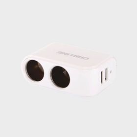 

Разветвитель прикуривателя CS-221W mini на 2 гнезда на 5А и 2 USB на проводе, цвет Белый