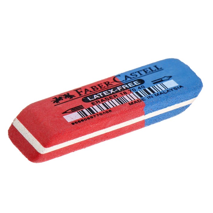 Ластик Faber-Castell каучук 7070 50*18*8 двухсторонний д/карандаш и чернил, крас/син 187040