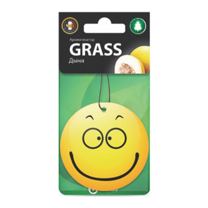 Ароматизатор картонный Grass, смайл, дыня ароматизатор grass смайл ваниль картонный