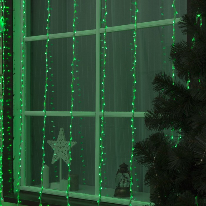 УЦЕНКА Гирлянда "Дождь" улич. УМС, Ш:2 м, В:3 м, Н.С. LED-800-220V, БЕЗ контр. ЗЕЛЕНЫЙ