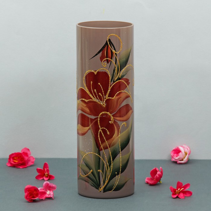 Ваза "Мак", коричневая, цилиндр