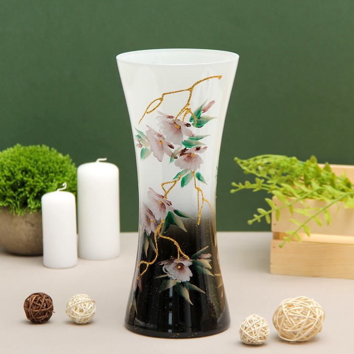 Ваза "Факел", сакура, чёрно-белая