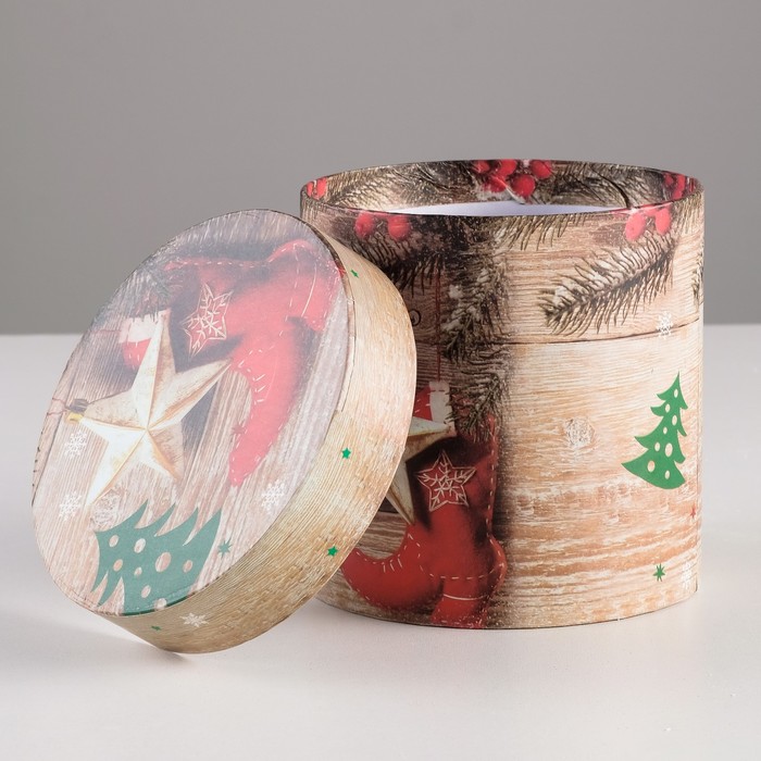 Набор коробок 3в1 "Новогодний сапожок", 18,5 х 18,5 х 17 - 12 х 12 х 12 см