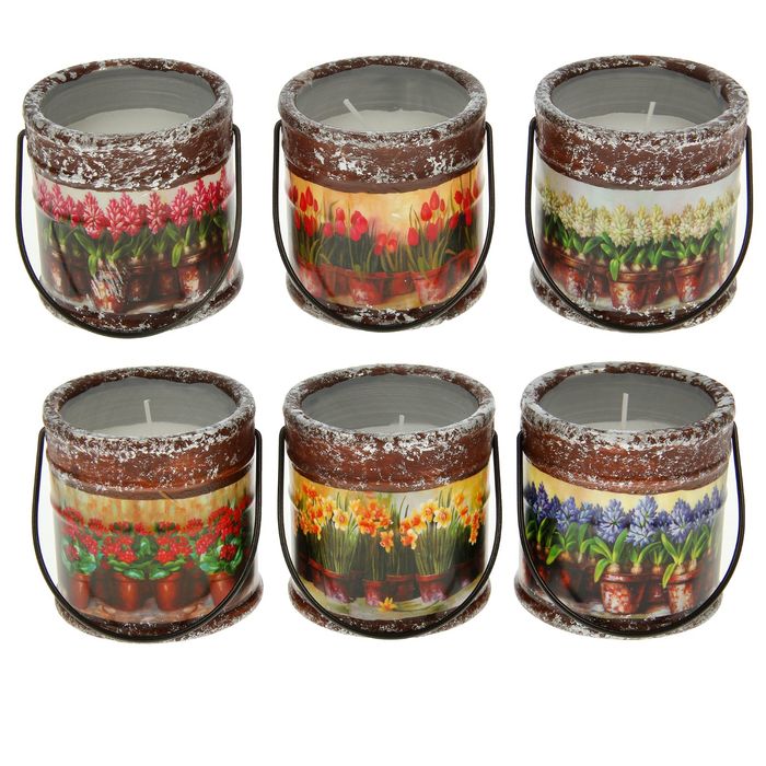 Свеча интерьерная в керамике "Клумба" 7х7см