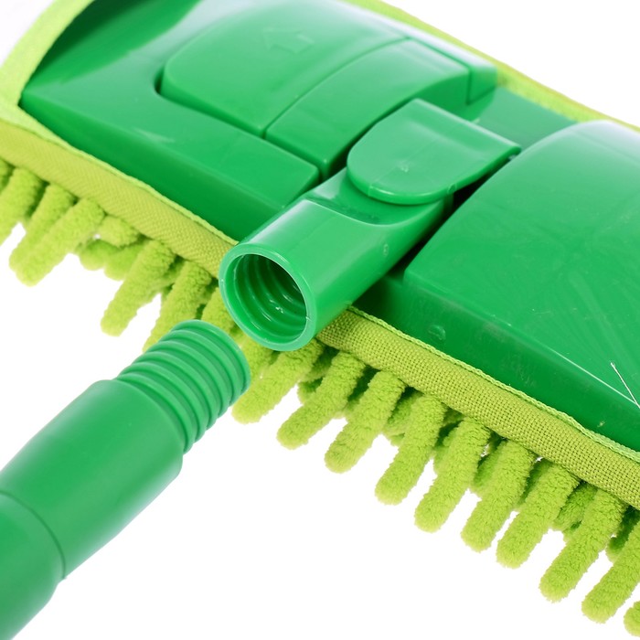 Швабра плоская с телескопической ручкой 80-130 см, насадка букля 43х13 см, цвет МИКС