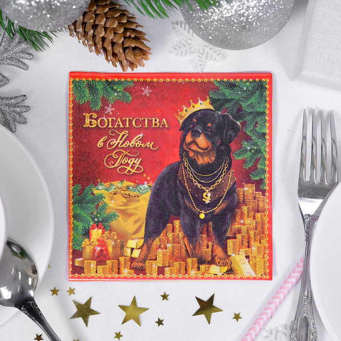 Салфетки бумажные "Богатства в Новом году!", 25 х 25 см, 20 шт.