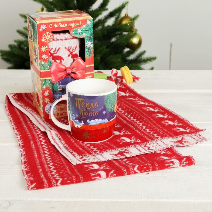 Набор "Тепла и уюта" шарф +кружка 300 мл