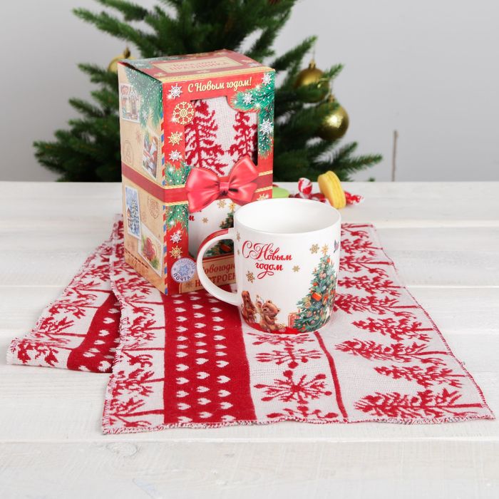 Набор "С Новым годом" шарф +кружка 300 мл