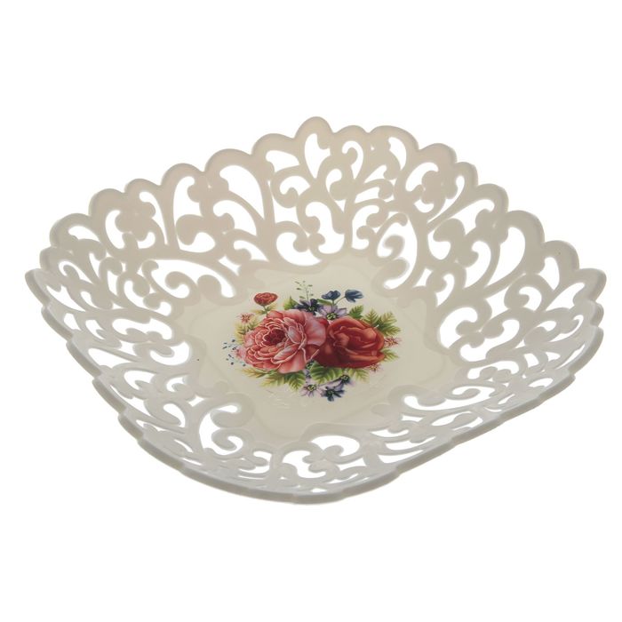 Ваза для хлеба и фруктов "Кубань" квадратная 24 см, цвета МИКС