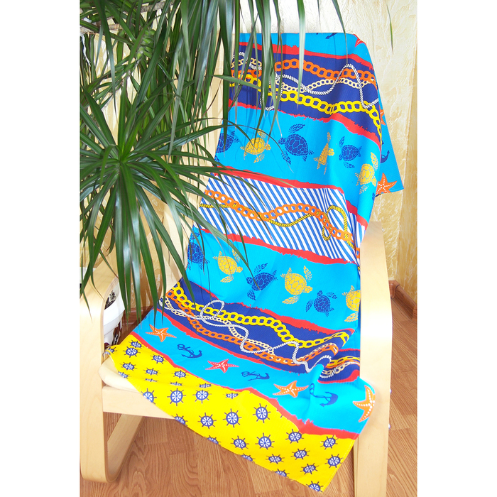 Полотенце банное вафельное "Черепашки" 80х150 см, 176 г/м2, хлопок 100%