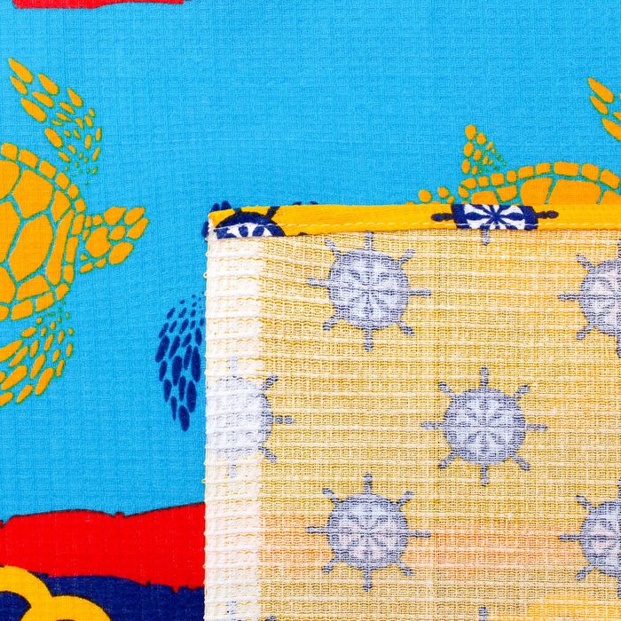 Полотенце банное вафельное "Черепашки" 80х150 см, 176 г/м2, хлопок 100%