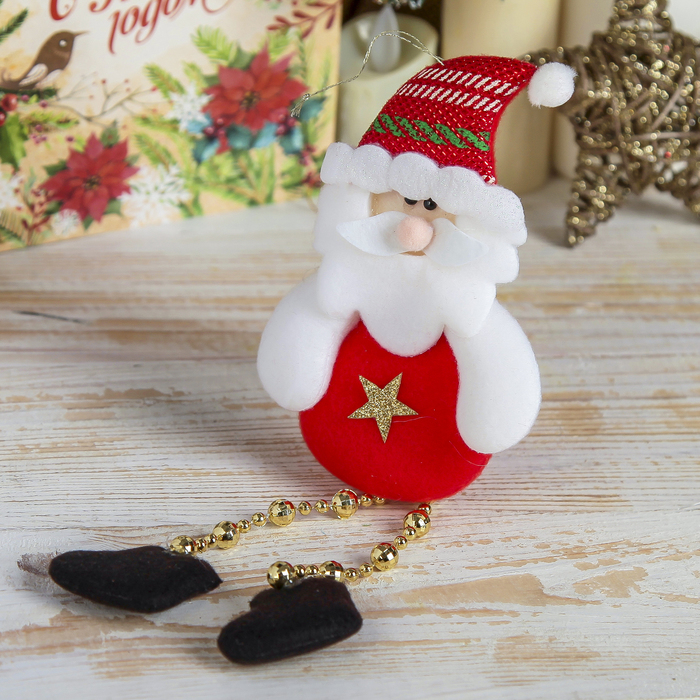 Подвеска мягкая "Дед Мороз кругляш" 8*12 см, звёздочка