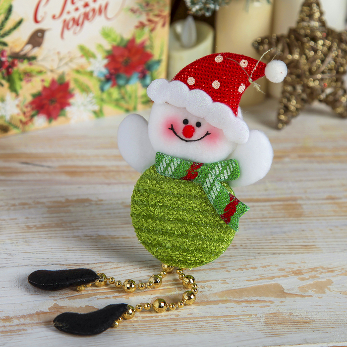 Подвеска мягкая "Снеговик кругляш" 8*12 см, ножки бусинки