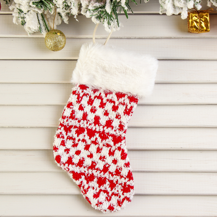 Носок для подарков "Вязанка" 9*19 см, узорный