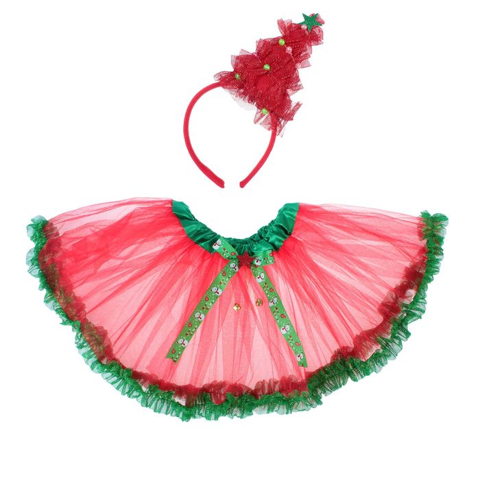 Карнавальный набор "Ёлочка", 2 предмета: ободок, юбка двухслойная, 3-5 лет, цвет красный