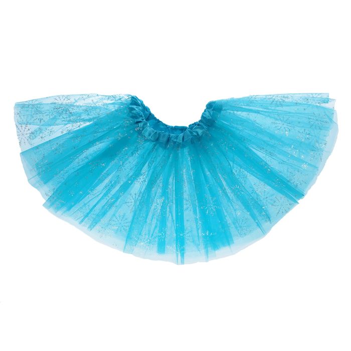 Карнавальная юбка "Снежинки" трехслойная, цвет голубой