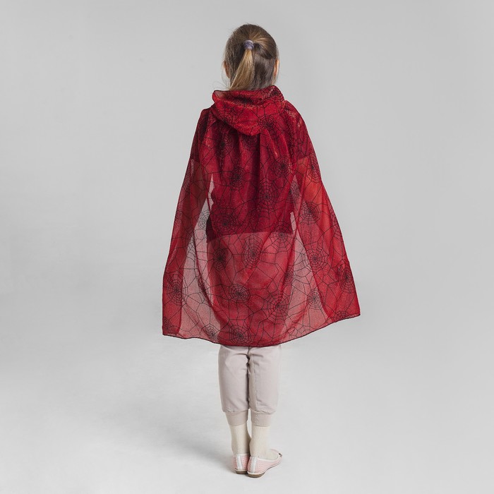 Карнавальный плащ "Паутинка", цвет бордовый, 5-8 лет