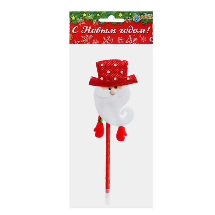Ручка "Дед Мороз", в шляпе в горох
