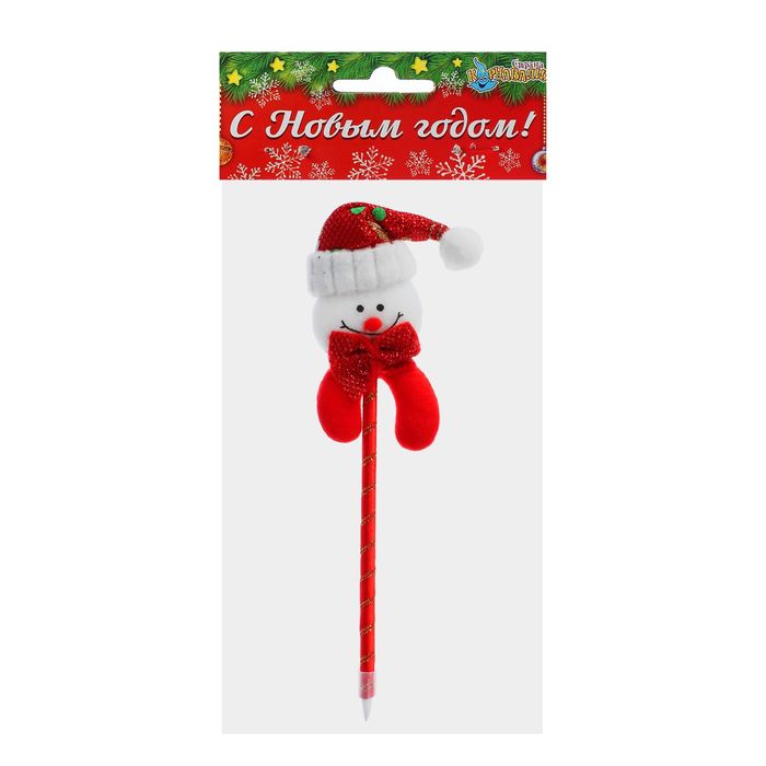 Ручка "Снеговик", с бантиком