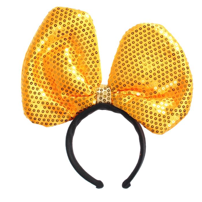 Карнавальный ободок "Бант", цвет золотой с пайетками